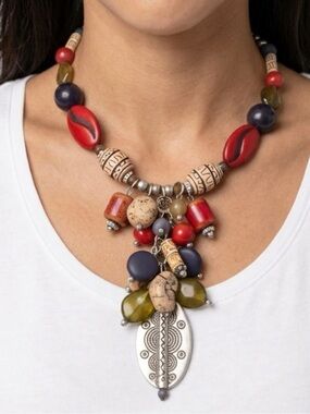 Handcrafted Multicolor Beaded Necklace and Earring Set